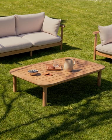 Τραπέζι σαλονιού Sacova, 100% εξωτερικού χώρου, μασίφ ξύλο ευκαλύπτου 140 x 89 cm
