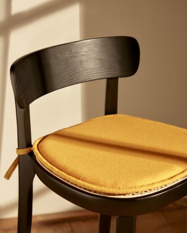 Coussin de chaise Romane jaune moutarde 43 x 43 cm