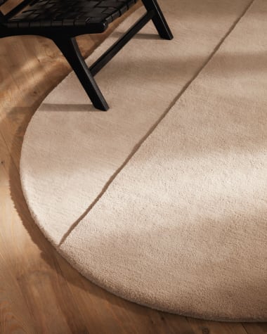 Ovaler Teppich Cosima aus Wolle beige Ø 160 x 230 cm