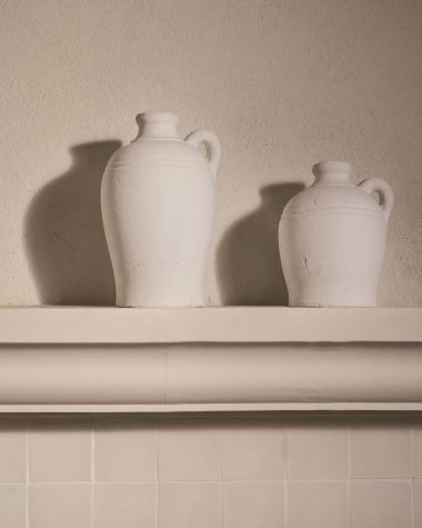 Palafrugell Vase aus Terrakotta weiß 30 cm