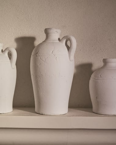 Vase Palafrugell en terre cuite finition blanche 36,5 cm