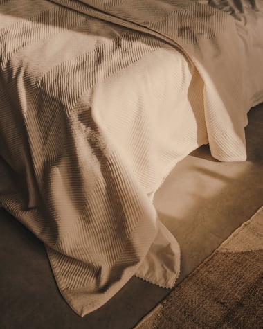 Colcha Berga de algodón beige para cama de 90/135 cm