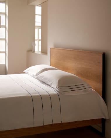Cintia Set aus Bettdeckenbezug und Kissenhülle aus Baumwollperkal mit aufgestickten Streifen 150x200cm