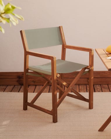 Πτυσσόμενη καρέκλα εξωτερικού χώρου Thianna, πράσινο και μασίφ ξύλο ακακίας FSC 100%