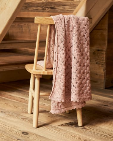 Πλεκτή κουβέρτα Ria, ροζ, 70 x 100εκ