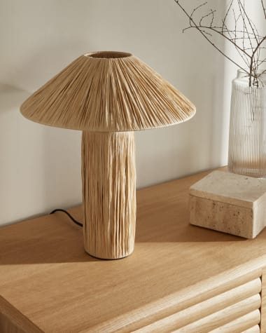 Samse table lamp in green natural UK adapter