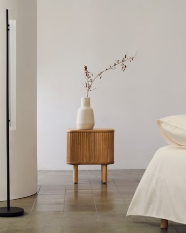 Table de chevet Mailen en placage de frêne avec finition naturelle l 50 x 55 cm