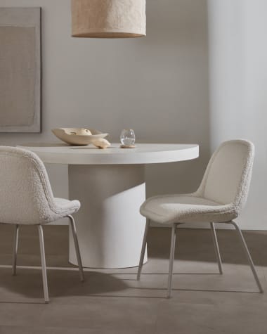 Aiguablava ronde tafel in wit cement, Ø 120 cm