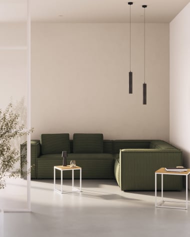 Blok 4 seater corner sofa in green corduroy, 320 x 230 cm / 230 x 320 cm
