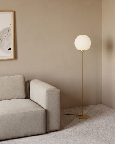 Mahala floor lamp in steel and frosted glass