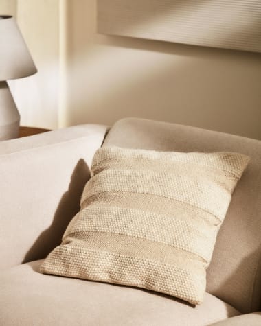 Walla cushion cover, 100% beige cotton, 45 x 45 cm