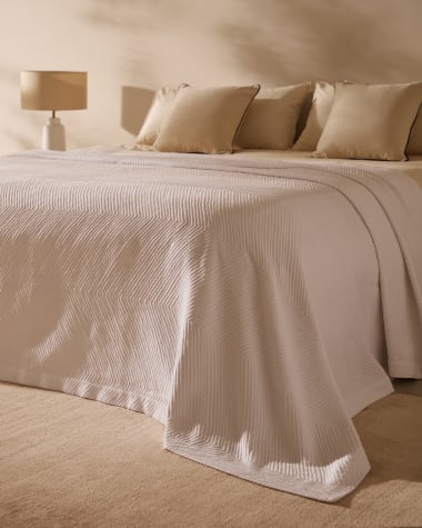 Copriletto Berga in cotone bianco per letto da 150/160 cm
