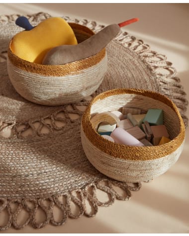Ornella set of 2 baskets, made from cornleaf, with a natural finish