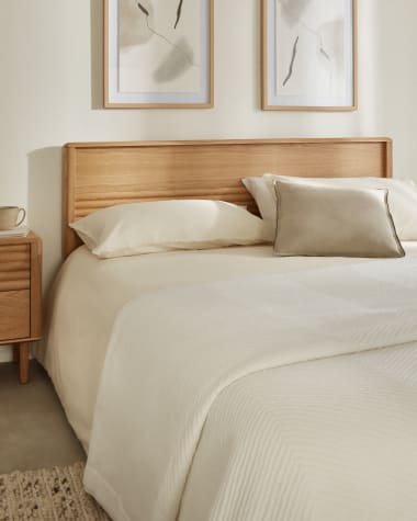 Lenon Bett aus Eichenholz und Eichenfurnier für Matratze von 160 x 200 cm FSC MIX Credit