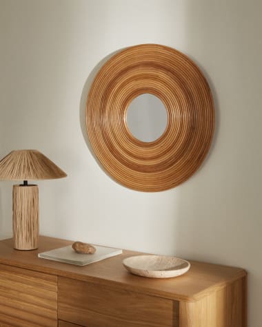 Okrągłe lustro Nalea z rattanu Ø 60 cm