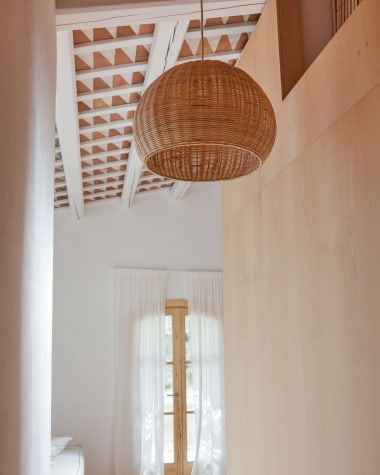 Deyarina rattan ceiling light shade with natural finish Ø 45 cm