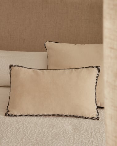 Federa cuscino Tanita 100% cotone bianco e nastro nero 30 x 50 cm