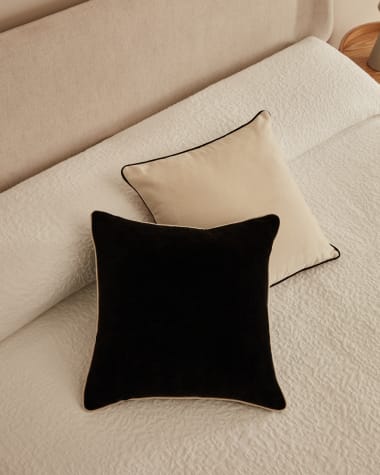 Julina 100% cotton and black velvet cushion cover with white border 45 x 45 cm