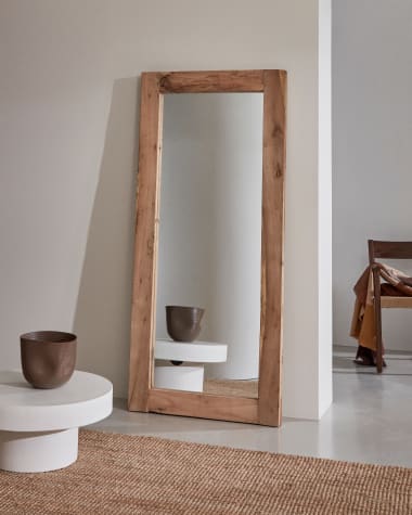 Espelho Maden de madeira com acabamento natural 80 x 180 cm
