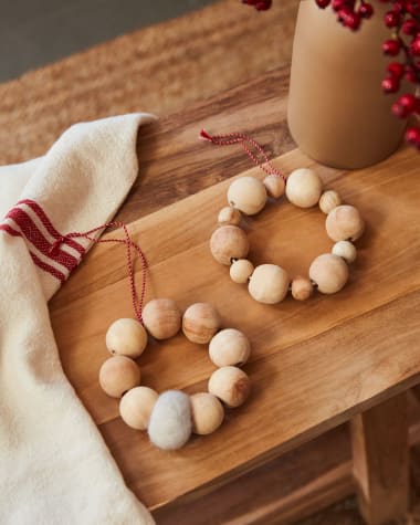 Lot de 2 décorations à suspendre Suze en feutrine et bois