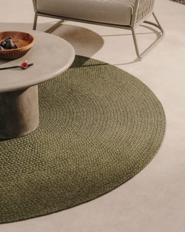 Despas Teppich rund aus synthetischen Fasern grün Ø 200 cm