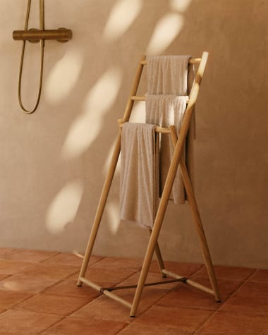 Κρεμάστρα για πετσέτες Roxana, μασίφ ξύλο τικ, 50x95εκ