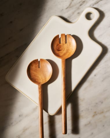 Set Ercilia de 2 utensilios de cocina de madera de acacia