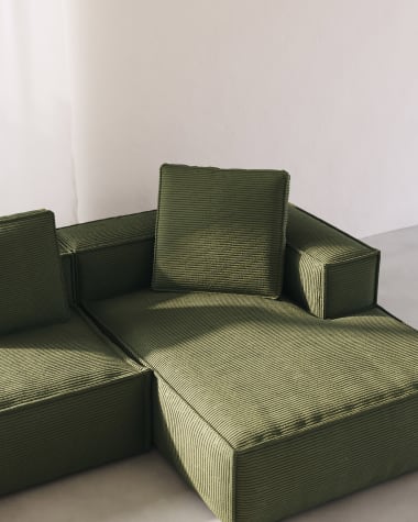 Blok cushion in green wide seam corduroy, 60 x 60 cm