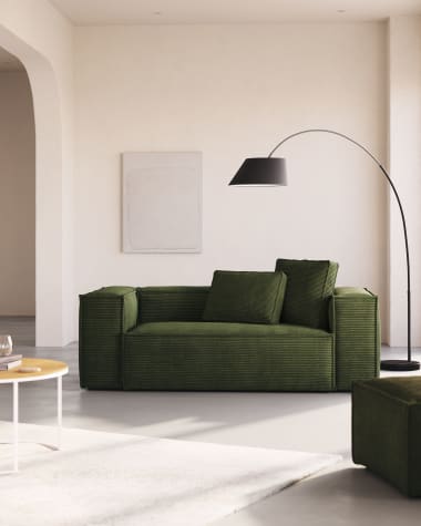 Blok 2 seater sofa in green wide seam corduroy, 210 cm