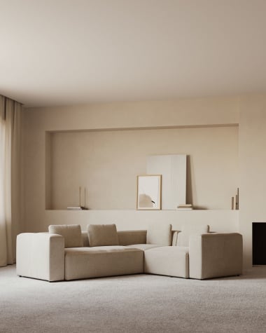 Blok 3 seater corner sofa in beige, 290 x 230 cm / 230 cm 290 cm FR