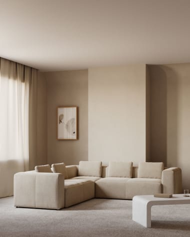 Blok 5 seater corner sofa in beige, 320 x 290 cm / 290 x 320 cm FR
