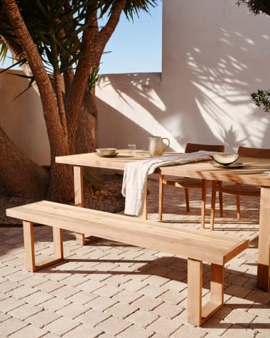 Canadell 100% outdoor solid recycled teak bench, 210 cm