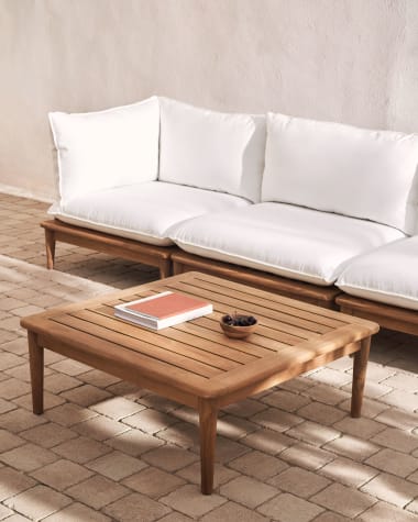 Τραπέζι σαλονιού Portitxol, μασίφ ξύλο τικ, 80x80εκ