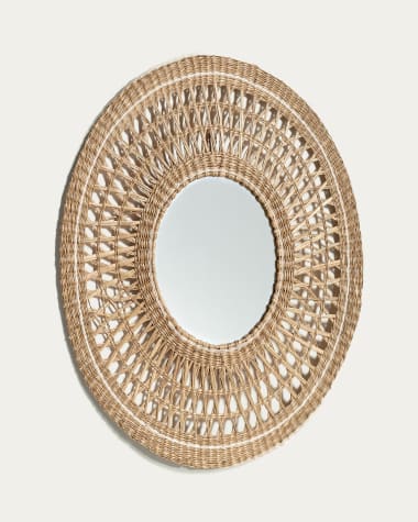 Espelho Verenade fibras naturais com acabamento natural e branco Ø 60 cm