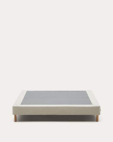 Base déhoussable Ofelia beige avec pieds en bois de hêtre pour matelas 150x190 cm