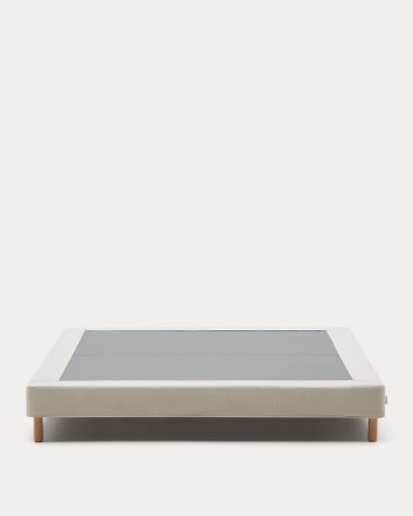 Ofelia Bettgestell mit abnehmbarem Bezug, beige, mit Füßen aus massivem Buchenholz für Matratze 180 x 200 cm