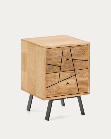 Mesa de cabeceira Balia de madeira maciça de mangueira e metal 40 x 56 cm