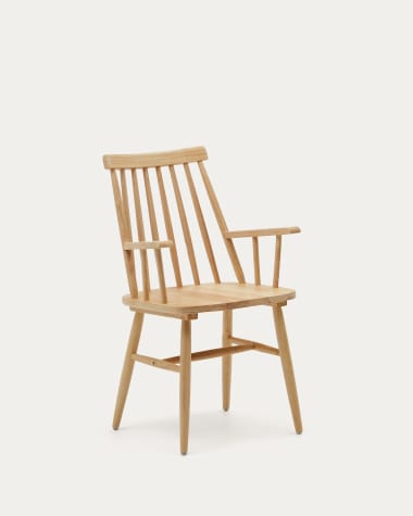 Cadeira com braços Tressia MDF e madeira maciça de seringueira lacado natural
