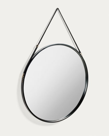 Espelho Raintree de madeira preto Ø 80 cm