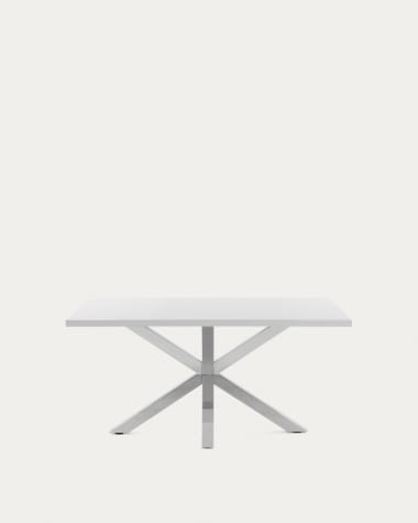 Argo Tisch 160 x 100 cm mit weißem Melamin und Edelstahlbeinen