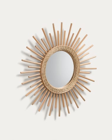 Specchio Marelli in rattan con finitura naturale Ø 60 cm