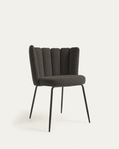 Aniela chair in black bouclé and metal with black finish FR