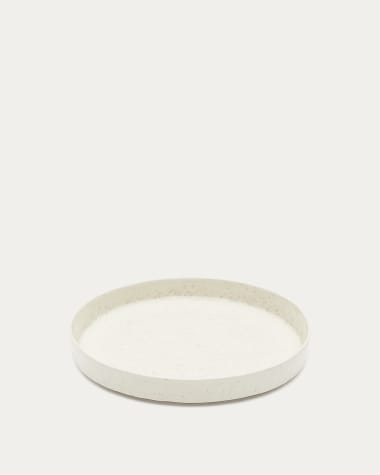 Flacher Teller Setisa aus Keramik in Weiß