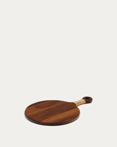 Tabla de servir redonda pequeña Sardis de madera de acacia FSC 100% y ratán