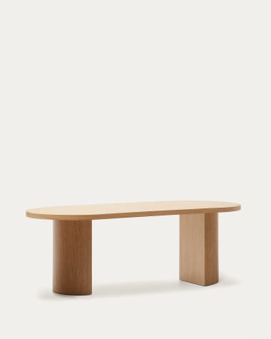 Table Nealy en placage de chêne, finition naturelle 200 x 100 cm