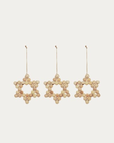 Yaravi set of 3 wooden hanging stars