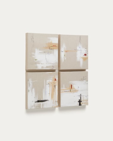 Selnir set of 4 white and beige linen frames 30 x 30 cm