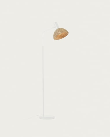 Damila floor lamp in metal with white finish and rattan with natural finish