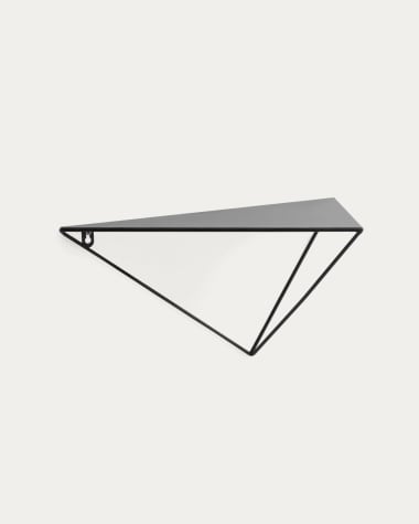Teg wandplank prisma in staal met zwarte afwerking 40 x 20 cm
