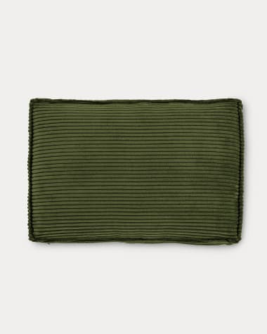 Blok kussen in groen corduroy met brede naad, 40 x 60 cm